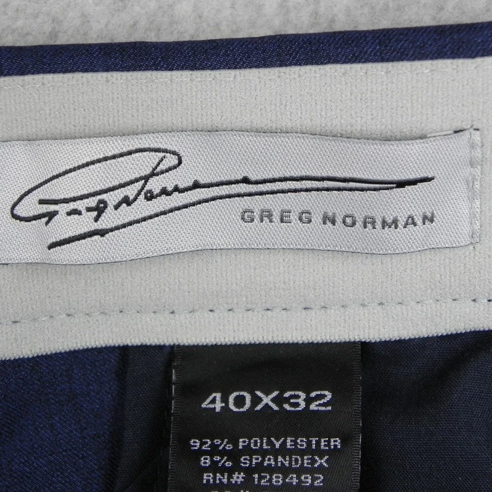 Greg Norman Pants Mens 40x32 Performance Golf Chino Slacks Flat Front Navy Blue